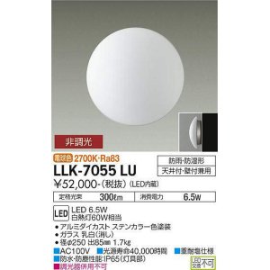 画像: 大光電機(DAIKO) LLK-7055LU シーリングウォールライト 非調光 電球色 全般拡散 φ250ドーム型 防雨・防湿形 ステンカラー