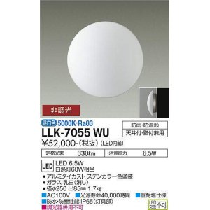 画像: 大光電機(DAIKO) LLK-7055WU シーリングウォールライト 非調光 昼白色 全般拡散 φ250ドーム型 防雨・防湿形 ステンカラー