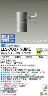 画像: 大光電機(DAIKO) LLS-7007NUME スポットライト 位相調光(調光器別売) 白色 ビーム角14度 フランジレスタイプ 防雨・防湿形 ステンカラー