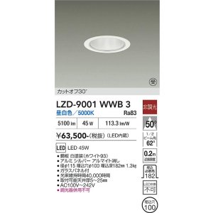 画像: 大光電機(DAIKO) LZD-9001WWB3 ダウンライト 埋込穴φ100 非調光 昼白色 LED ホワイト 受注生産品[§]