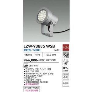 画像: 大光電機(DAIKO) LZW-93885WSB アウトドア スポットライト 非調光 灯具本体 フランジ別売 昼白色 LED 防雨形 シルバー