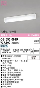 画像: オーデリック　OB555091R(ランプ別梱)　キッチンライト 非調光 LEDランプ 直管形LED 昼白色 人感センサー付