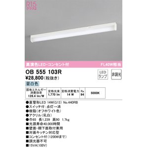 画像: オーデリック　OB555103R　キッチンライト 非調光 LEDランプ 直管形LED 昼白色 コンセント付