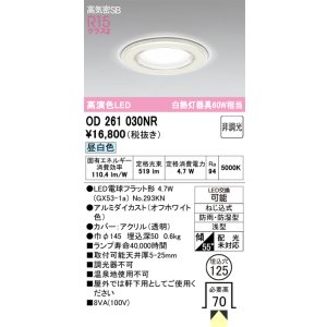 画像: オーデリック OD261030NR(ランプ別梱) バスルームライト 埋込穴φ125 非調光 LEDランプ 昼白色 高気密SB 高演色LED 防雨・防湿型 オフホワイト