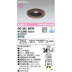 画像: オーデリック　OD261667R　ダウンライト LED一体型 調光 調光器別売 昼白色 高気密SB 埋込穴φ100 木枠(民芸塗)