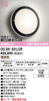 画像: オーデリック　OG041631LCR(ランプ別梱)　エクステリア ポーチライト LEDランプ 電球色 防雨型 ブラック