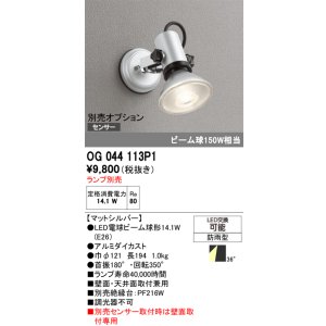 画像: オーデリック　OG044113P1　エクステリア スポットライト ランプ別売 LEDランプ 防雨型 マットシルバー