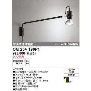 画像: オーデリック　OG254199P1　エクステリア スポットライト ランプ別売 LEDランプ 防雨型 ブラック