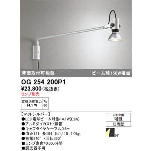 画像: オーデリック　OG254200P1　エクステリア スポットライト ランプ別売 LEDランプ 防雨型 マットシルバー