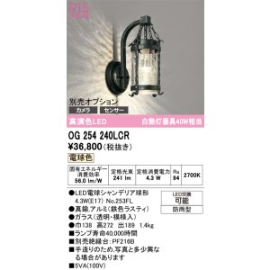 画像: オーデリック　OG254240LCR(ランプ別梱)　エクステリア ポーチライト LEDランプ 電球色 別売センサー対応 防雨型 鉄色ラスティ
