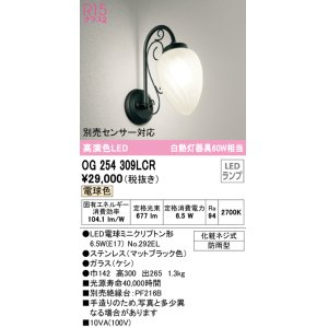 画像: オーデリック　OG254309LCR　エクステリア ポーチライト LEDランプ 電球色 防雨型 マットブラック