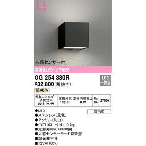 画像: オーデリック　OG254380R　エクステリア ポーチライト LED一体型 電球色 上下配光 人感センサー付 防雨型 ブラック