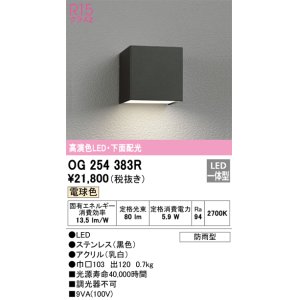 画像: オーデリック　OG254383R　エクステリア ポーチライト LED一体型 電球色 下面配光 防雨型 ブラック
