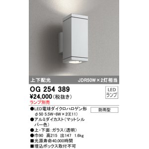 画像: 照明器具 オーデリック　OG254389　エクステリアポーチライト LED 上下配光 電球色タイプ ランプ別売