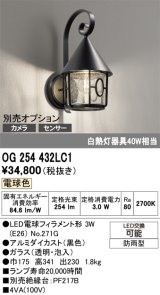 画像: オーデリック　OG254432LC1　エクステリア ポーチライト LEDランプ 電球色 防雨型 ブラック