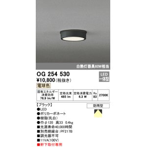 画像: オーデリック　OG254530　エクステリアダウンライト(軒下用) LED一体型 非調光 白熱灯60W相当 電球色 ブラック