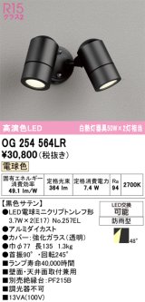 画像: オーデリック　OG254564LR　エクステリア スポットライト LEDランプ 電球色 防雨型 黒色サテン