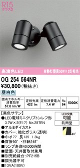 画像: オーデリック　OG254564NR(ランプ別梱)　エクステリア スポットライト LEDランプ 昼白色 防雨型 黒色サテン