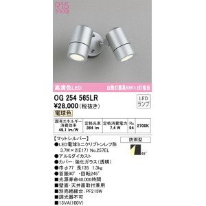 画像: オーデリック　OG254565LR　エクステリア スポットライト LEDランプ 電球色 防雨型 マットシルバー