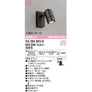 画像: オーデリック　OG254567LR　エクステリア スポットライト LEDランプ 電球色 人感センサー付 防雨型 黒色サテン
