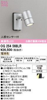 画像: オーデリック　OG254568LR　エクステリア スポットライト LEDランプ 電球色 人感センサー付 防雨型 マットシルバー