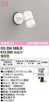 画像: オーデリック　OG254569LR　エクステリア スポットライト LEDランプ 電球色 防雨型 オフホワイト