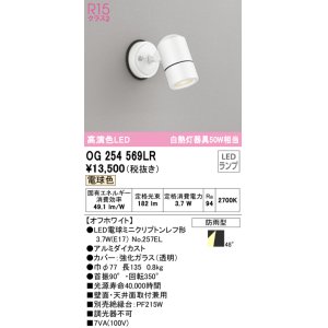 画像: オーデリック　OG254569LR　エクステリア スポットライト LEDランプ 電球色 防雨型 オフホワイト