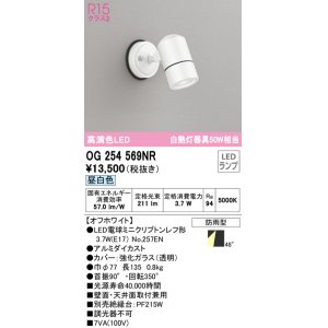 画像: オーデリック　OG254569NR(ランプ別梱)　エクステリア スポットライト LEDランプ 昼白色 防雨型 オフホワイト