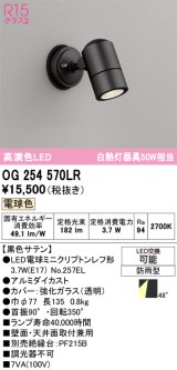 画像: オーデリック　OG254570LR　エクステリア スポットライト LEDランプ 電球色 防雨型 黒色サテン