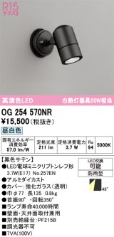 画像: オーデリック　OG254570NR(ランプ別梱)　エクステリア スポットライト LEDランプ 昼白色 防雨型 黒色サテン
