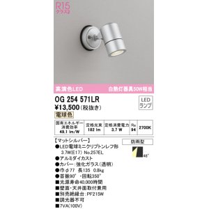 画像: オーデリック　OG254571LR　エクステリア スポットライト LEDランプ 電球色 防雨型 マットシルバー