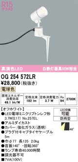 画像: オーデリック　OG254572LR　エクステリア スポットライト LEDランプ 電球色 防雨型 オフホワイト