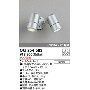 画像: オーデリック　OG254583　エクステリアスポットライト LED 防雨型 マットシルバー ランプ別売