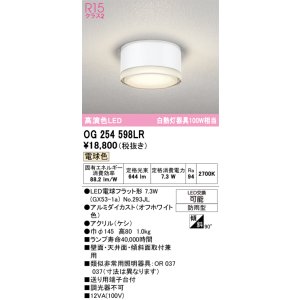 画像: オーデリック OG254598LR(ランプ別梱) エクステリア ポーチライト LEDランプ 電球色 高演色LED 防雨型 オフホワイト