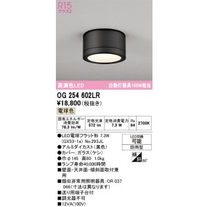 画像: オーデリック OG254602LR(ランプ別梱) エクステリア ポーチライト LEDランプ 電球色 高演色LED 防雨型 黒色