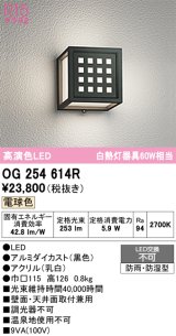画像: オーデリック　OG254614R　エクステリア ポーチライト LED一体型 電球色 防雨・防湿型 ブラック