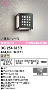 画像: オーデリック　OG254615R　エクステリア ポーチライト LED一体型 電球色 人感センサー付 防雨型 ブラック