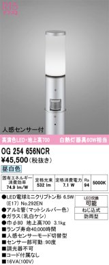 画像: オーデリック　OG254656NCR(ランプ別梱)　エクステリア ガーデンライト LEDランプ 昼白色 人感センサー付 防雨型 マットシルバー