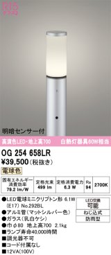 画像: オーデリック　OG254658LR(ランプ別梱)　エクステリア ガーデンライト 地上高700 LEDランプ 電球色 明暗センサー付 防雨型 マットシルバー