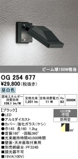 画像: オーデリック　OG254677　エクステリアスポットライト LED一体型 昼白色 ビーム球150W相当 防雨型 ブラック