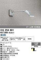 画像: オーデリック　OG254691　エクステリアスポットライト LED一体型 昼白色 ビーム球150W相当 防雨型 マットシルバー