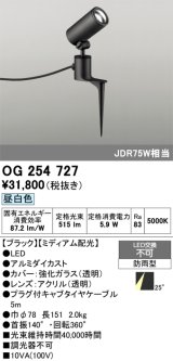画像: オーデリック　OG254727　エクステリアスポットライト LED一体型 昼白色 ミディアム配光 防雨型 ブラック