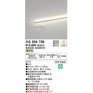 画像: オーデリック　OG254738　エクステリア間接照明 LED一体型 スリムラインライト 電球色 防雨型 電源装置・接続線別売