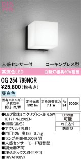 画像: オーデリック　OG254799NCR(ランプ別梱)　エクステリア ポーチライト LEDランプ 昼白色 人感センサー付 防雨型 ブラック