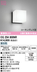 画像: オーデリック　OG254800NR(ランプ別梱)　エクステリア ポーチライト LEDランプ 昼白色 防雨型 ブラック