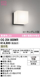 画像: オーデリック　OG254800WR(ランプ別梱)　エクステリア ポーチライト LEDランプ 温白色 防雨型 ブラック