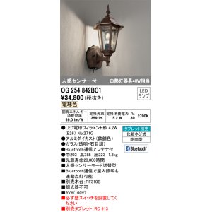 画像: オーデリック　OG254842BC1　エクステリア ポーチライト Bluetooth タブレット別売 LEDランプ 電球色 人感センサー付 防雨型 鉄錆色