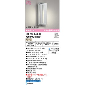 画像: オーデリック　OG254848BR　エクステリア ポーチライト Bluetooth タブレット別売 LEDランプ 電球色 人感センサー付 防雨型 マットシルバー