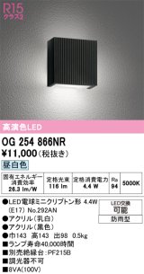 画像: オーデリック　OG254866NR(ランプ別梱)　エクステリア ポーチライト LEDランプ 昼白色 防雨型 ブラック