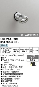画像: オーデリック　OG254899　エクステリアスポットライト LED一体型 昼白色 ミディアム配光 防雨型 マットシルバー